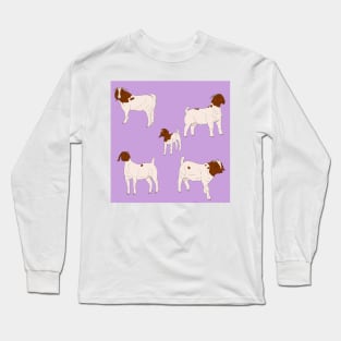 Boer Goats Pattern Purple Long Sleeve T-Shirt